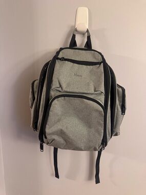 Mancro Diaper Bag Backpack Gray Multi Pocket Insulated Bottle Cooler Travel  Bag